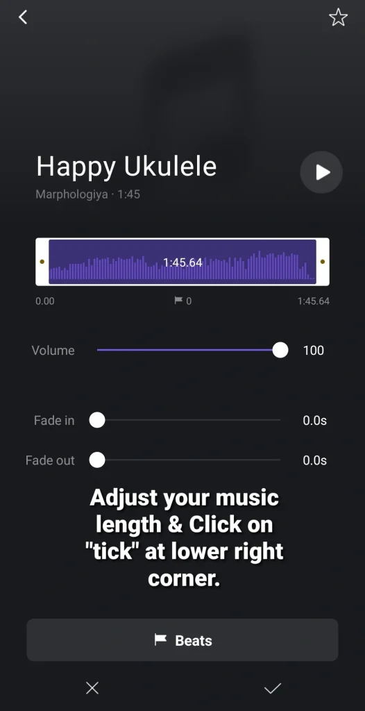 VN MOD APK Interface for add music guide.