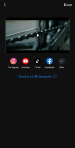 Share to social media interface of VN MOD APK