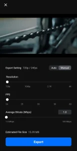 Video Compression Interface of VN MOD APK